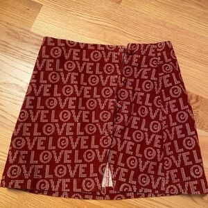 Urban Outfitters Red Love Mini Skirt